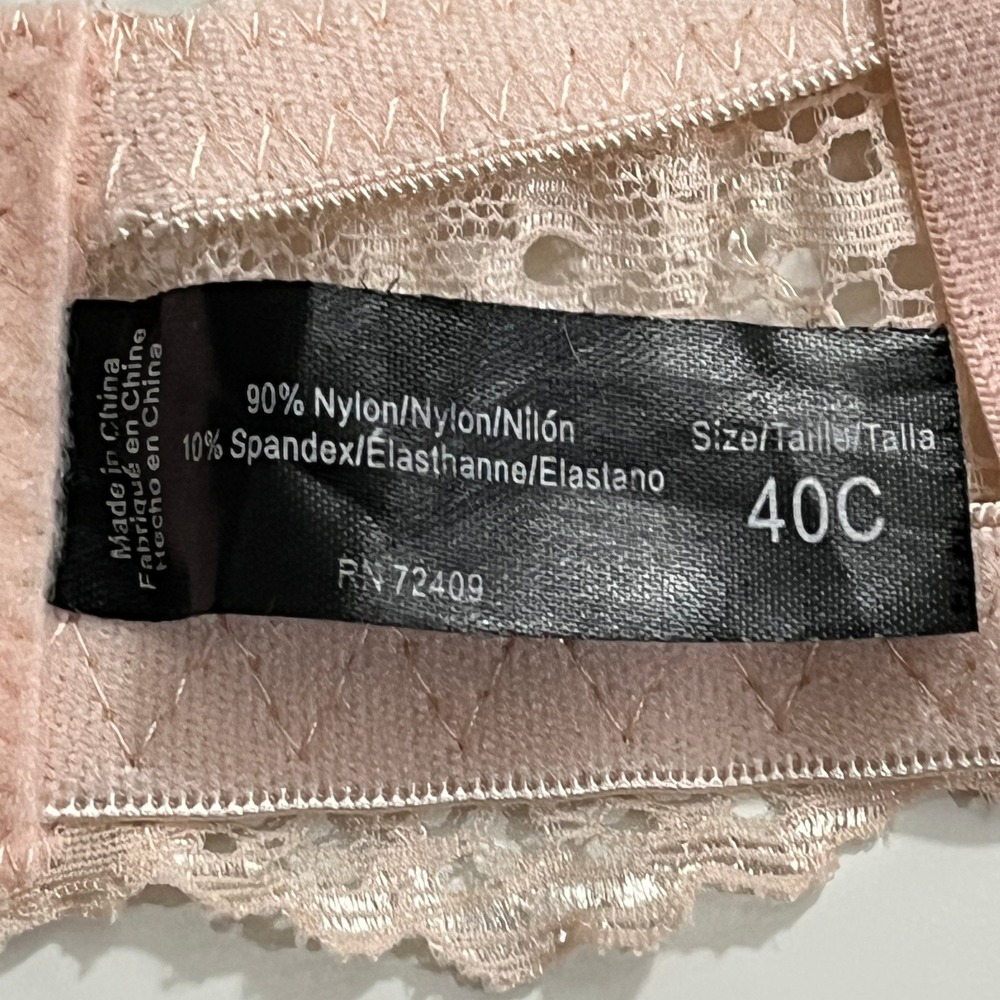 Lot of 2 Unbranded Lace Push Up Bra Womens 40C Pink Gray Floral Padded Romantic - Picture 4 of 10